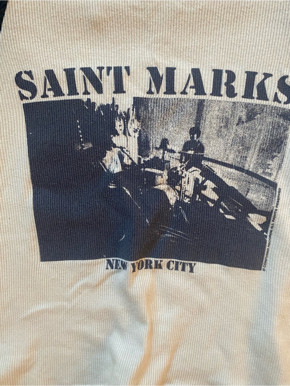 Brandy Melville Black and White Saint Marks Graphic Crop Tee - Picture 4 of 4